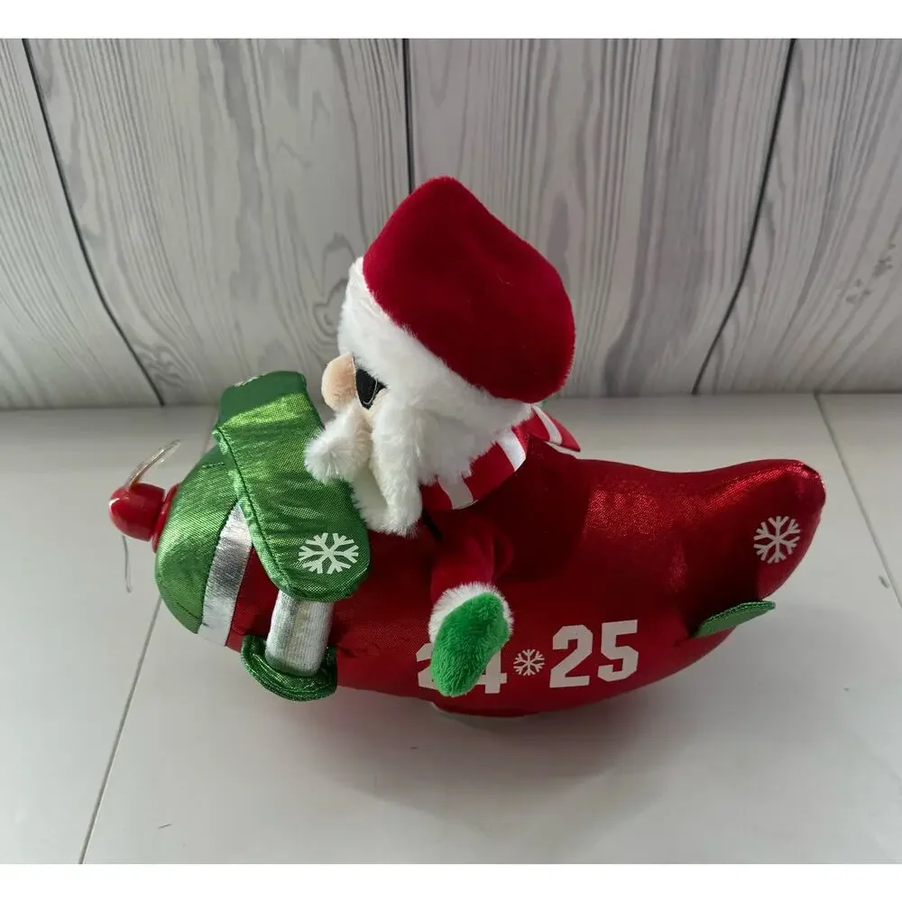 Gemmy Animated Airplane Santa Plush Musical Singing Light Up Toy